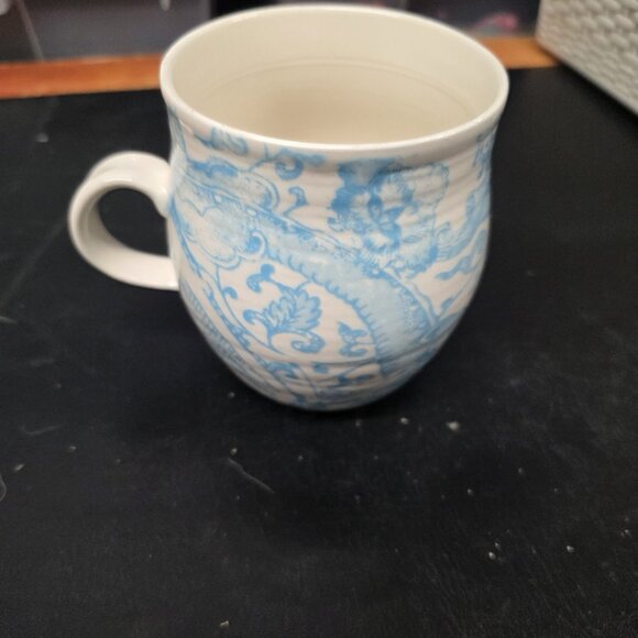 Anthropologie Homegrown Monogram M, Aqua Floral 16 Oz Coffee Tea Mug - Picture 3 of 6